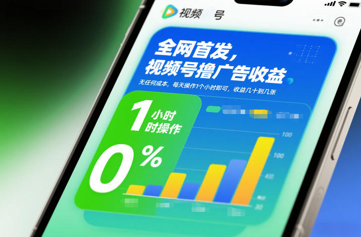 全网首发，视频号撸广告收益，无任何成本，每天操作1个小时即可，收益几十到几张-搞薯条网