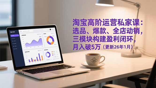 淘宝高阶运营私家课:选品、爆款、全店动销,三模块构建盈利闭环,月入破5万(更新26年1月-搞薯条网
