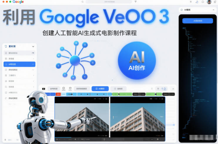 利l用Google Veo 3创建人工智能AI生成式电影制作课程，使用人工智能的力量创建令人惊叹的视频-搞薯条网