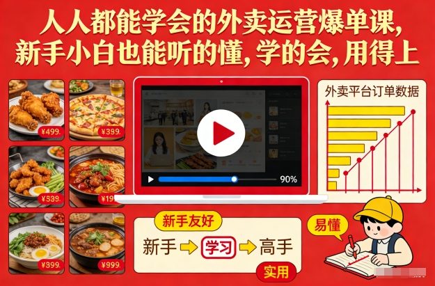 人人都能学会的外卖运营爆单课，新手小白也能听的懂，学的会，用得上-搞薯条网