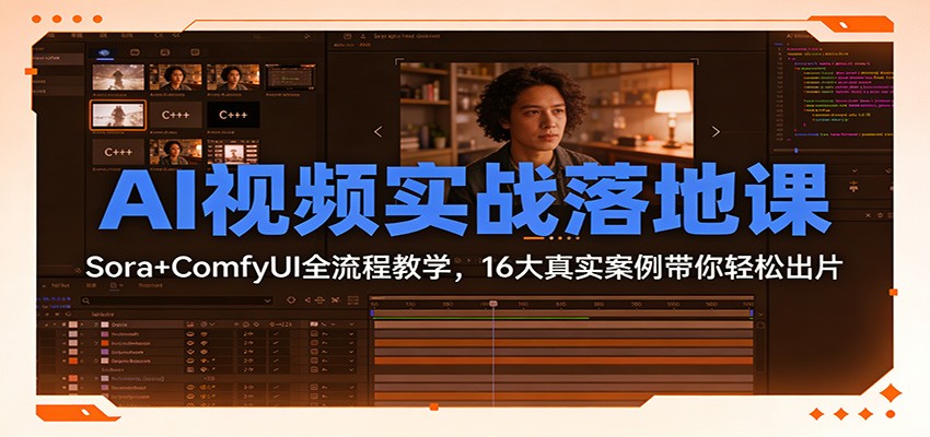 AI视频实战落地课：Sora+ComfyUI全流程教学，16大真实案例带你轻松出片-搞薯条网