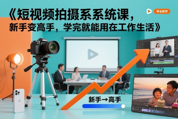 短视频拍摄系统课,新手变高手,学完就能用在工作生活-搞薯条网