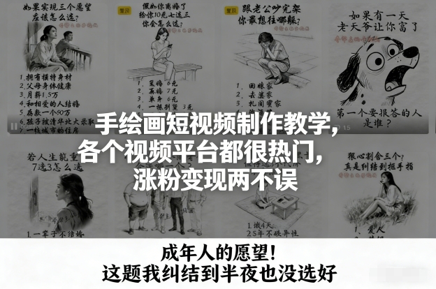 手绘画短视频制作教学，各个视频平台都很热门，涨粉变现两不误-搞薯条网