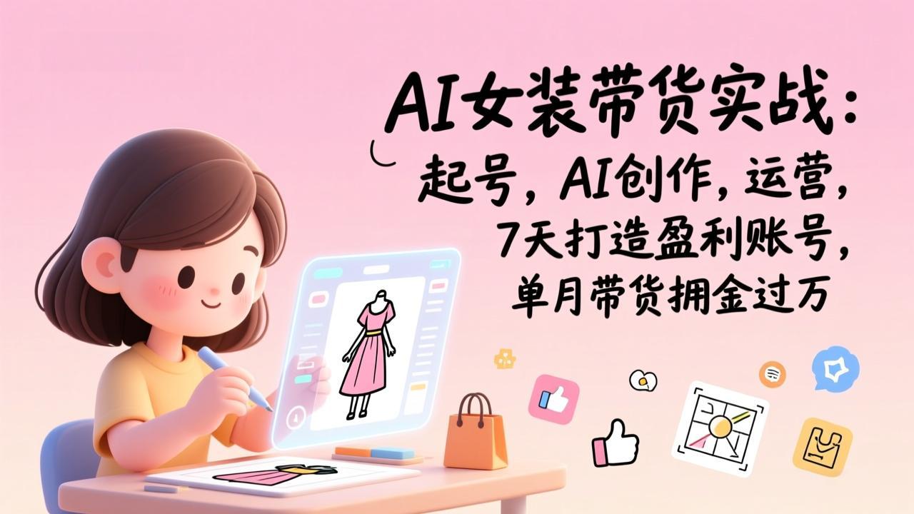 AI女装带货实战：起号，AI创作，运营，7天打造盈利账号，单月带货佣金过万-搞薯条网
