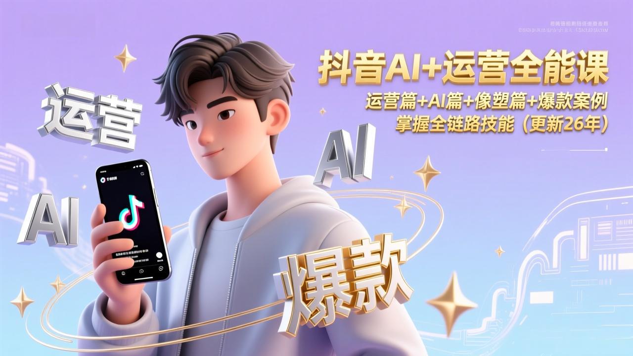 抖音AI+运营全能课，运营篇+AI篇+像塑篇+爆款案例，掌握全链路技能(更新26年-搞薯条网
