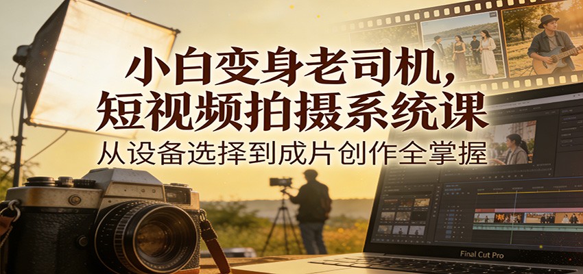 小白变身老司机，短视频拍摄系统课，从设备选择到成片创作全掌握-搞薯条网