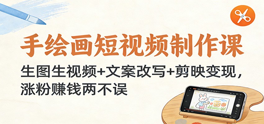 手绘画短视频制作课：生图生视频+文案改写+剪映变现，涨粉赚钱两不误-搞薯条网