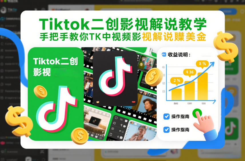 Tiktok二创影视解说教学，手把手教你TK中视频影视解说賺美金(更新26年1月)-搞薯条网