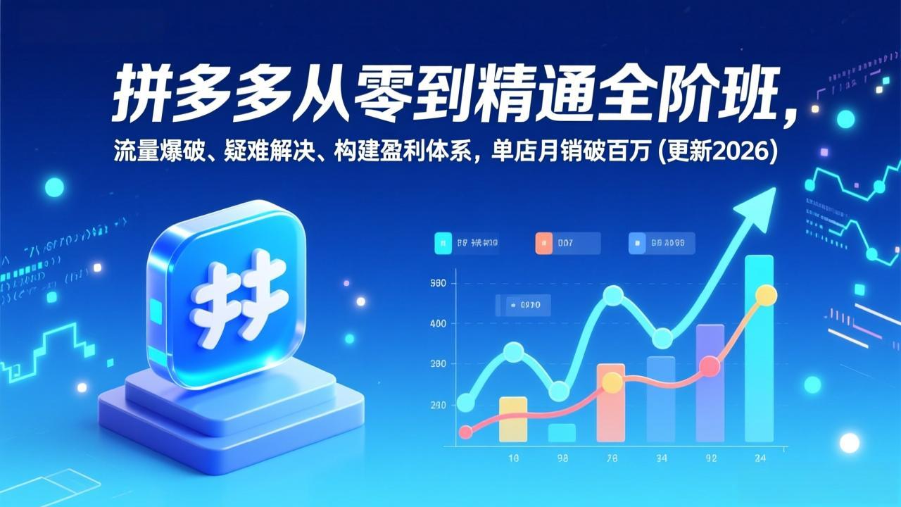 拼多多从零到精通全阶班，流量爆破、疑难解决，构建盈利体系，单店月销破百万(更新2026-搞薯条网