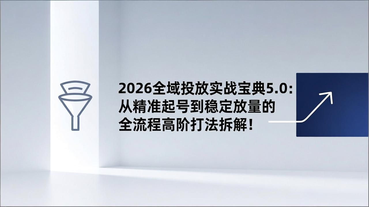 2026全域投放实战宝典5.0：从精准起号到稳定放量的全流程高阶打法拆解！-搞薯条网