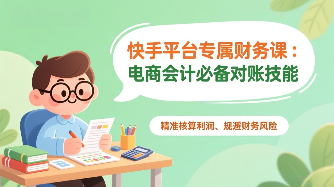 快手平台专属财务课：电商会计必备对账技能，精准核算利润、规避财务风险-搞薯条网