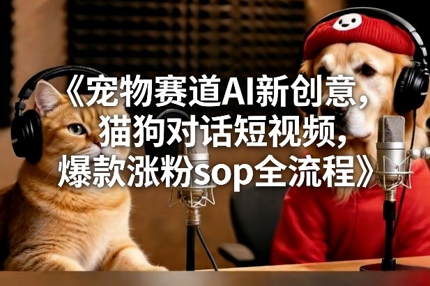 宠物赛道AI新创意，猫狗对话短视频，爆款涨粉sop全流程-搞薯条网