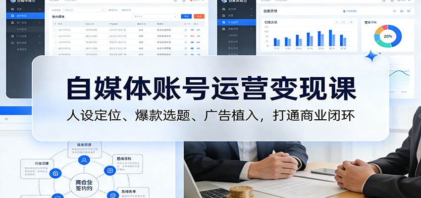 自媒体账号运营变现课：人设定位、爆款选题、广告植入，打通商业闭环-搞薯条网