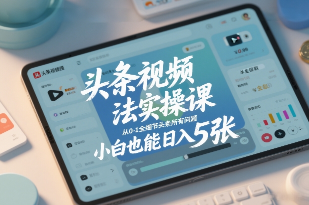 头条视频玩法实操课,从0-1全细节头条所有问题,小白也能日入5张-搞薯条网