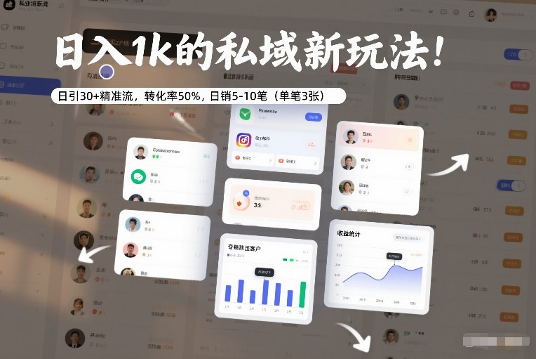 日入1k的私域新玩法:日引30+精准流,转化率50%,日销5-10笔(单笔3张)-搞薯条网