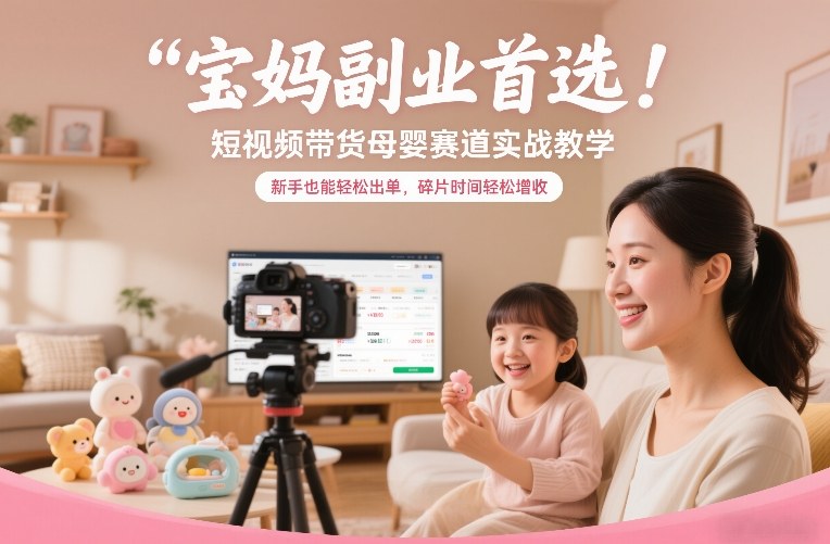 宝妈副业首选!短视频带货母婴赛道实战教学,新手也能轻松出单,碎片时间轻松增收-搞薯条网