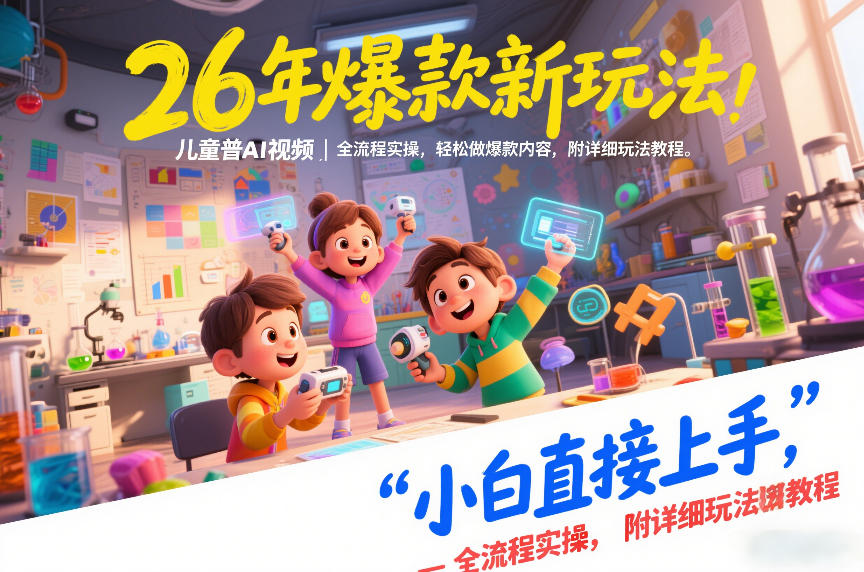 26年爆款新玩法,儿童科普AI视频,全流程实操,轻松做爆款内容,小白直接上手,附详细玩法教程-搞薯条网