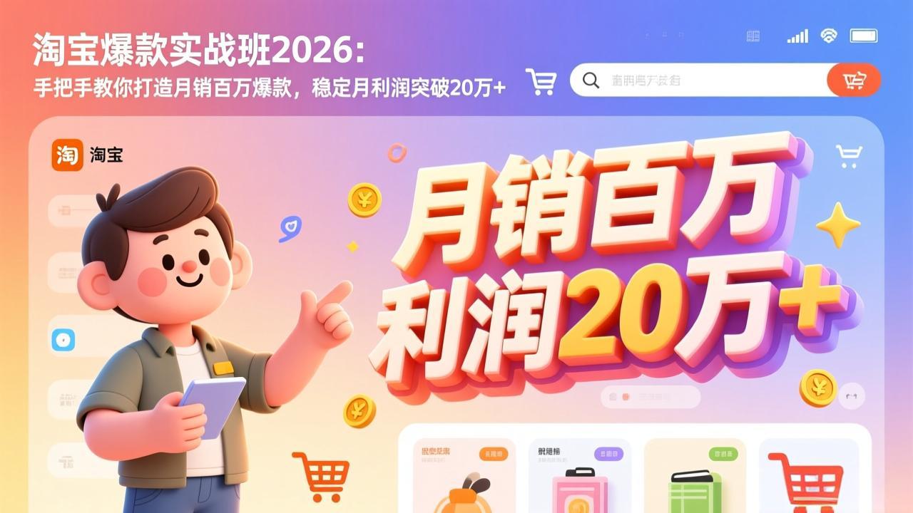淘宝爆款实战班2026：手把手教你打造月销百万爆款，稳定月利润突破20万+-搞薯条网