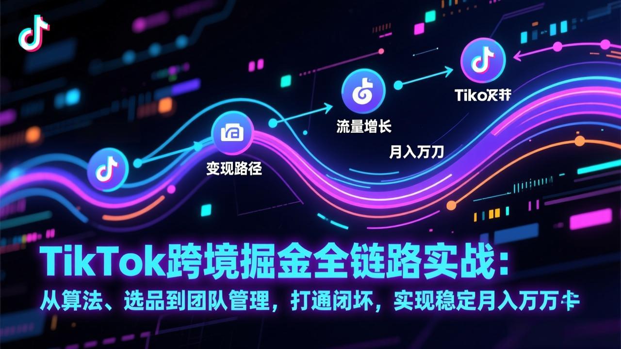 TikTok跨境掘金全链路实战:从算法、选品到团队管理,打通闭环,实现稳定月入万刀-搞薯条网