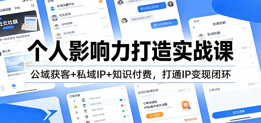 个人影响力打造实战课:公域获客+私域IP+知识付费,打通IP变现闭环-搞薯条网