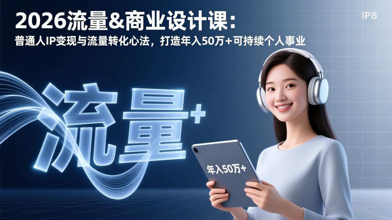 2026流量&商业设计课：普通人IP变现与流量转化心法，打造年入50万+可持续个人事业-搞薯条网