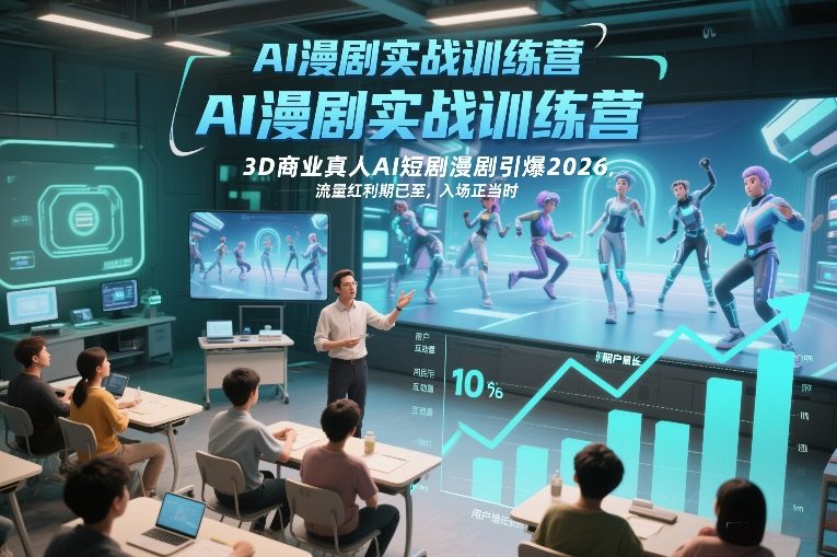 AI漫剧实战训练营，3D商业真人AI短剧漫剧引爆2026，流量红利期已至，入场正当时-搞薯条网
