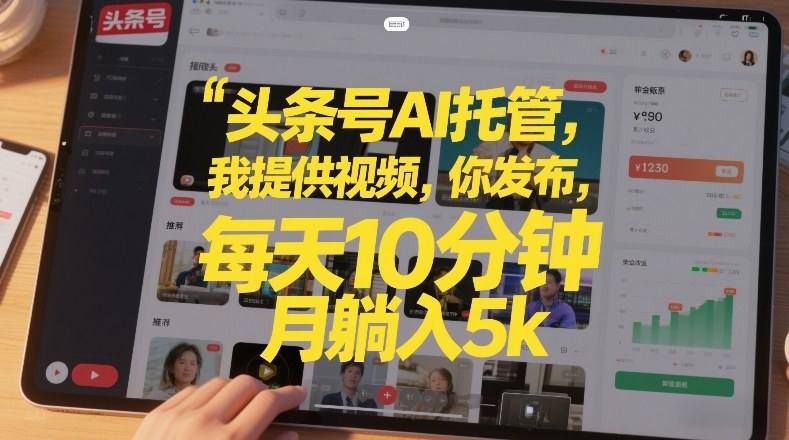 头条号AI托管，我提供视频，你发布，每天10分钟，月躺入5k+【揭秘】-搞薯条网