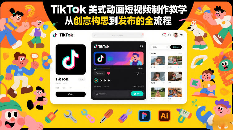 TikTok美式动画短视频制作教学，从创意构思到发布的全流程-搞薯条网