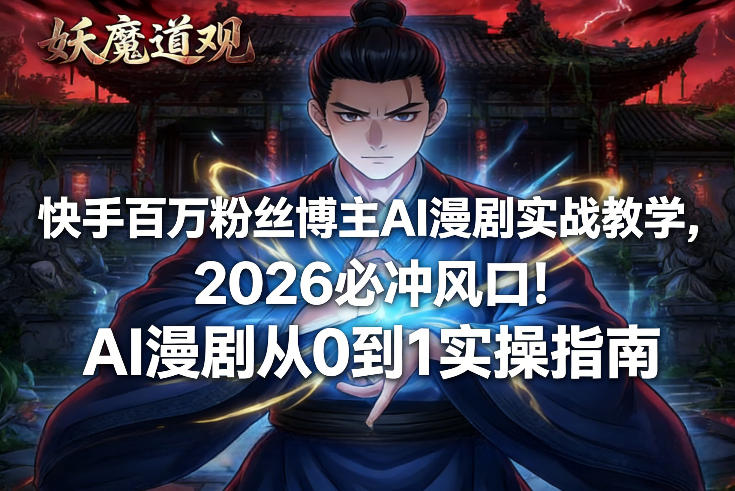 快手百万粉丝博主AI漫剧实战教学，2026必冲风口！AI漫剧从0到1实操指南-搞薯条网
