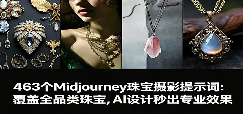 463个Midjourney珠宝摄影提示词:覆盖全品类珠宝,AI设计秒出专业效果-搞薯条网