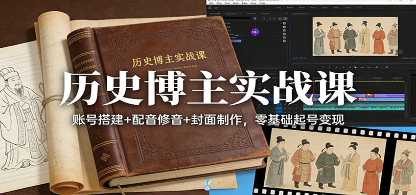 历史博主实战课：账号搭建+配音修音+封面制作，零基础起号变现-搞薯条网