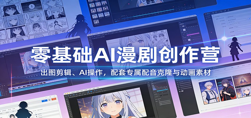 零基础AI漫剧创作营：出图剪辑、AI操作，配套专属配音克隆与动画素材-搞薯条网