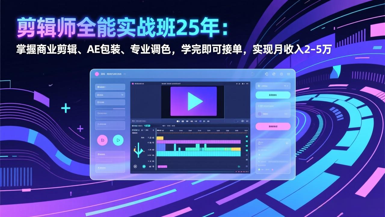剪辑师全能实战班25年：掌握商业剪辑、AE包装、专业调色，学完即可接单，实现月收入2-5万-搞薯条网