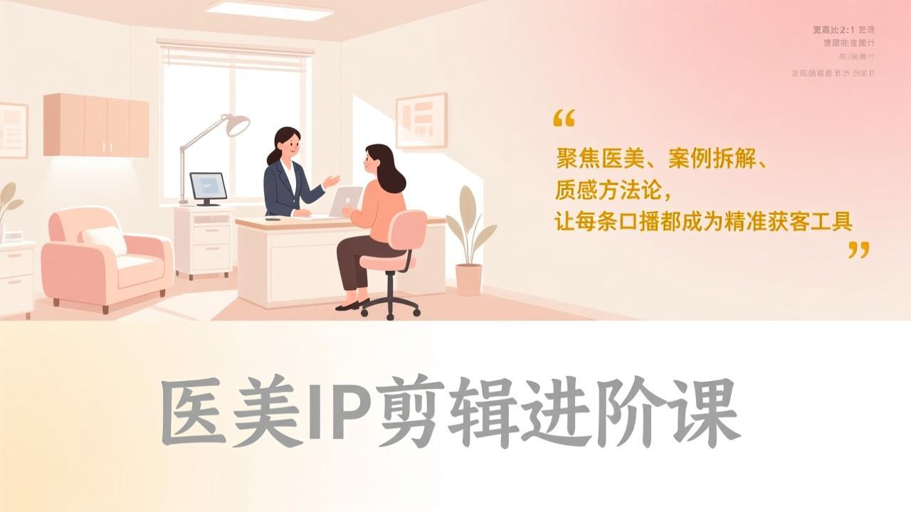 医美IP剪辑进阶课，聚焦医美、案例拆解、质感方法论，让每条口播都成为精准获客工具-搞薯条网