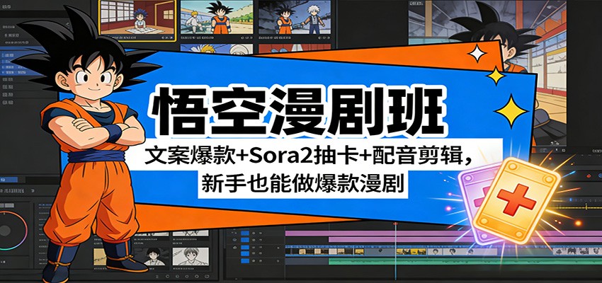 悟空漫剧班：文案爆款+Sora2抽卡+配音剪辑，新手也能做爆款漫剧-搞薯条网
