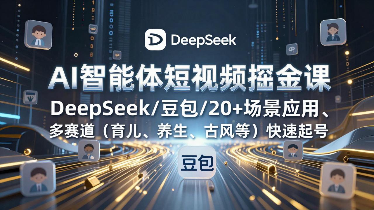 AI智能体短视频掘金课，DeepSeek/豆包/20+场景应用、多赛道(育儿、养生、古风等-搞薯条网