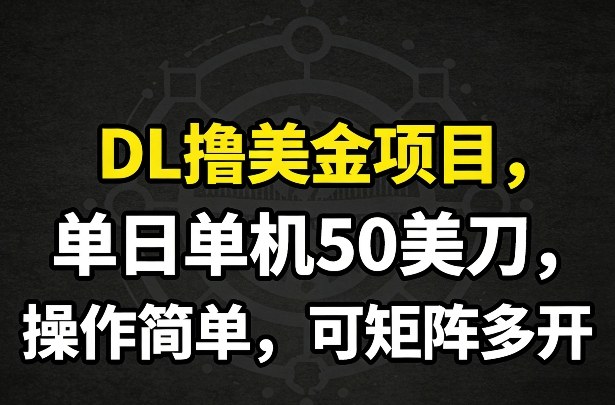 DL撸美金项目，单日单机50美刀，操作简单，可矩阵多开-搞薯条网