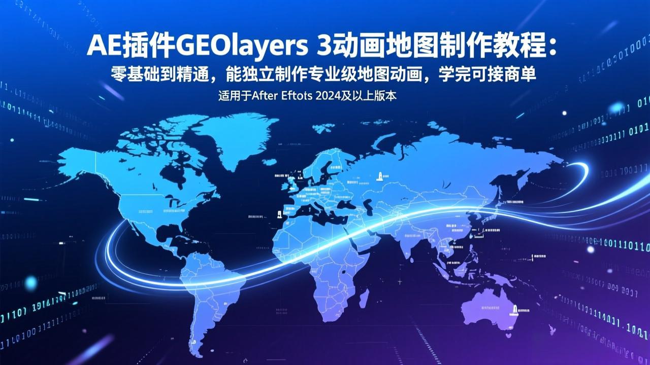AE插件GEOlayers 3动画地图制作教程：零基础到精通，能独立制作专业级地图动画，学完可接商单-搞薯条网
