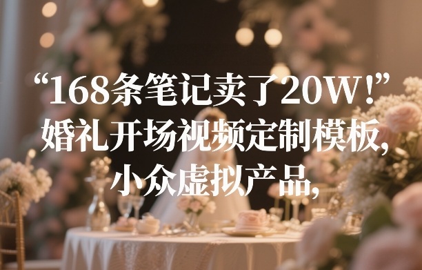 168条笔记卖了20W！婚礼开场视频定制模板，小众虚拟产品-搞薯条网