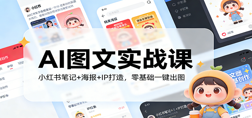 AI图文实战课:小红书笔记+海报+IP打造,零基础一键出图-搞薯条网