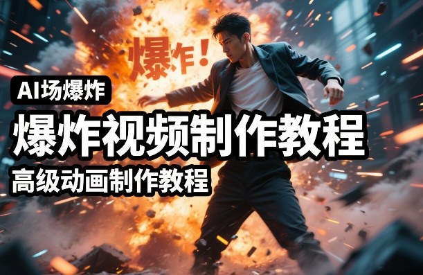AI场景爆炸视频制作教程，利用人物实拍视频制作出高级的动画特效-搞薯条网