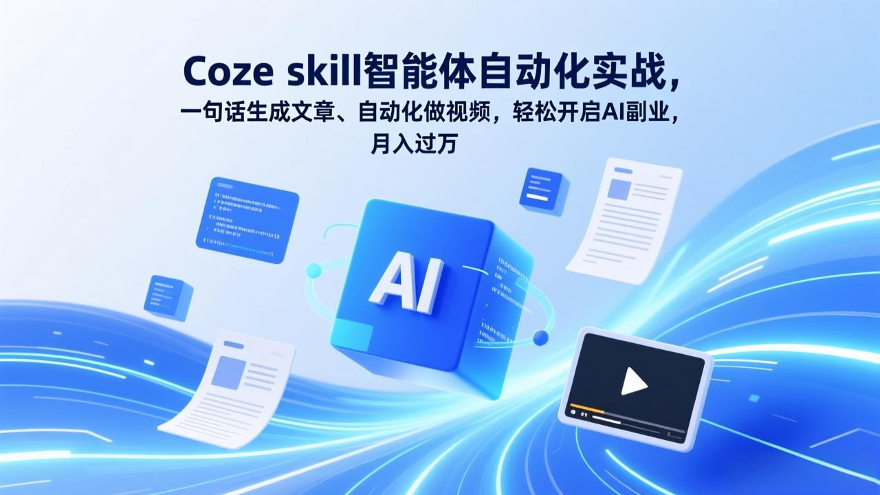 Coze skill智能体自动化实战，一句话生成文章、自动化做视频，轻松开启AI副业，月入过万-搞薯条网