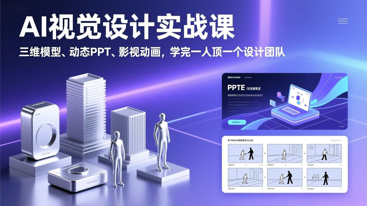AI视觉设计实战课,三维模型、动态PPT、影视动画,学完一人顶一个设计团队-搞薯条网
