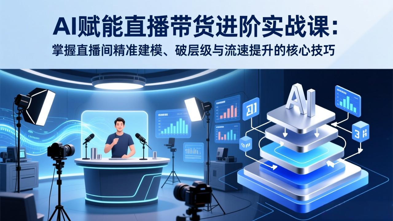 AI赋能直播带货进阶实战课:掌握直播间精准建模、破层级与流速提升的核心技巧-搞薯条网