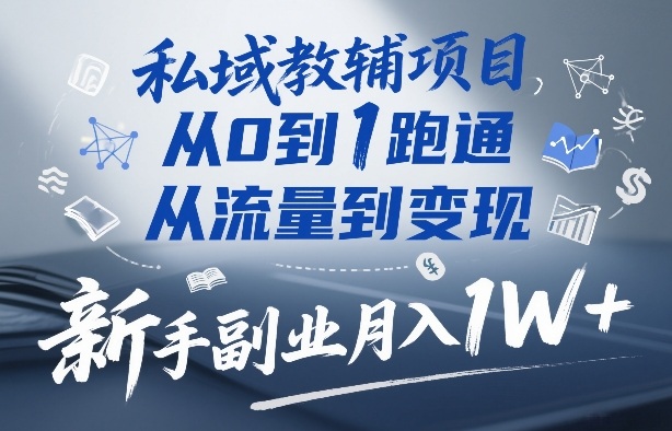 私域教辅项目，从0到1跑通，从流量到变现，新手副业月入1W+-搞薯条网