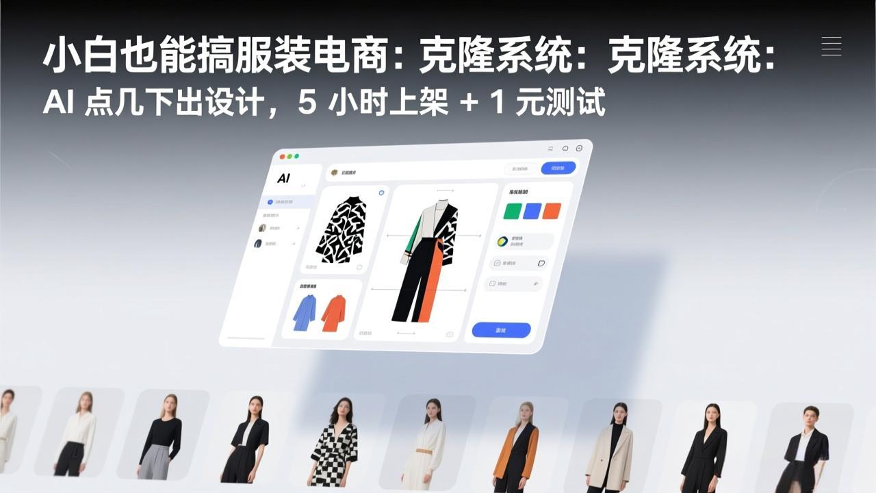 小白也能搞服装电商：克隆系统：AI 点几下出设计，5 小时上架 + 1 元测试-搞薯条网