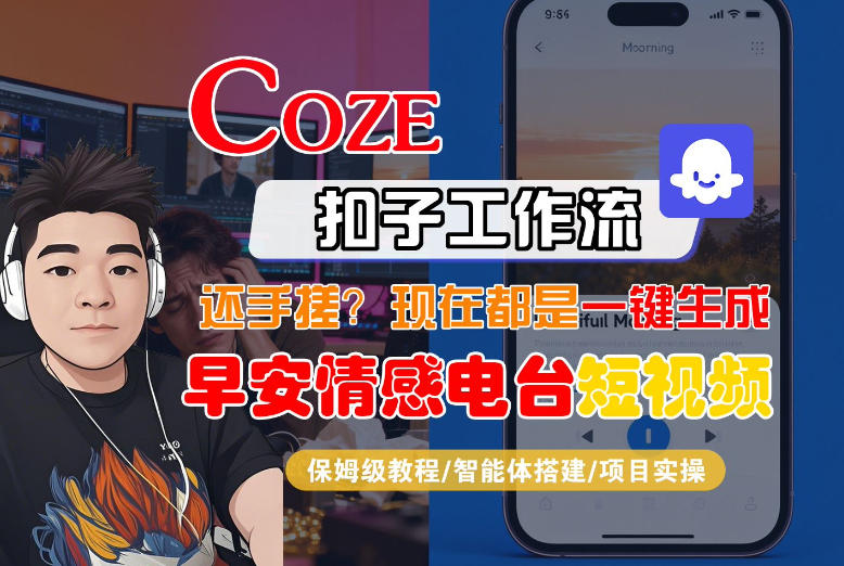 【Coze工作流搭建实操教程】【coze】早安情感电台日签视频还在手动做？用扣子工作流自动生成，省时90%-搞薯条网
