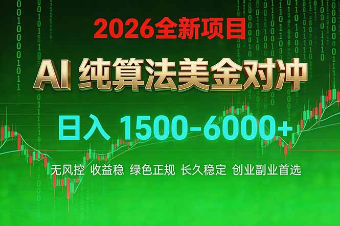 2026 全新美金对冲项目,不套平台赠金,不封号,纯算法对冲,日入 1500-6000+-搞薯条网