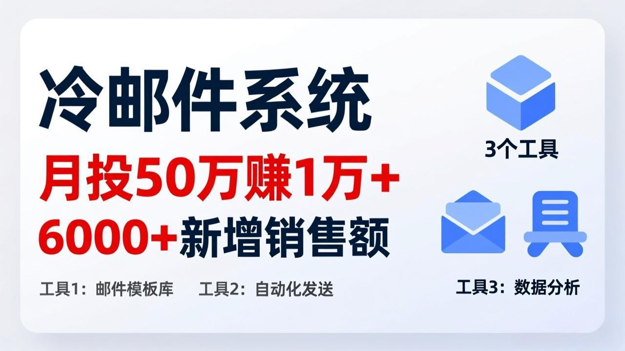 月投 50 刀赚 1 万 +！冷邮件系统：6000 + 新增销售额，靠 3 个工具轻松搞-搞薯条网