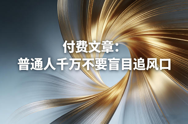 付费文章：普通人千万不要盲目追风口-搞薯条网